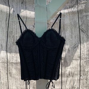 Elie Tahari black silk ruched corset bustier Small